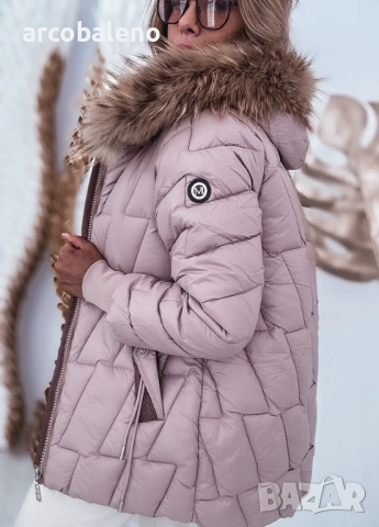 Дамско ватирано яке с лисича кожа, 2цвята , снимка 7 - Якета - 52155165