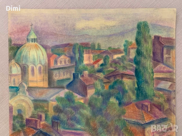 ЕЛКА НАЙДЕНОВА градски пейзаж – Пастел