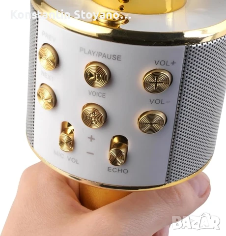 Комплект от 2 безжични златисти караоке микрофона Intempo, снимка 5 - Музикални играчки - 50885584