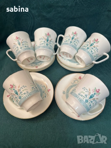 Двоен сет/сервиз от костен порцелан на ЛФЗ Ломоносов, снимка 6 - Сервизи - 52588135