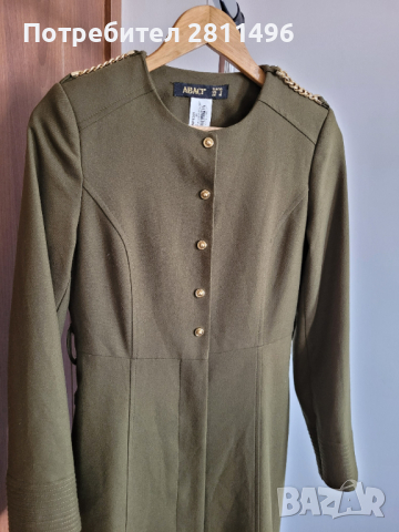Дълго дамско палто ABACI в тъмно зелен цвят, снимка 5 - Палта, манта - 44953640