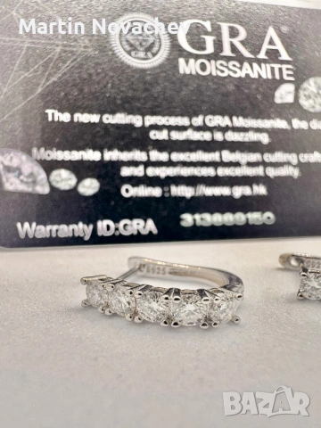 Сребърни обеци с мойсанит (Диамант) 1 карат, снимка 13 - Обеци - 54062440