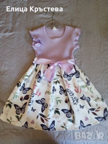Лилава рокличка с принт на пеперуди , снимка 2 - Детски рокли и поли - 45570370
