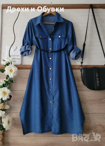 Дънкова рокля тип риза , снимка 7 - Рокли - 54157909