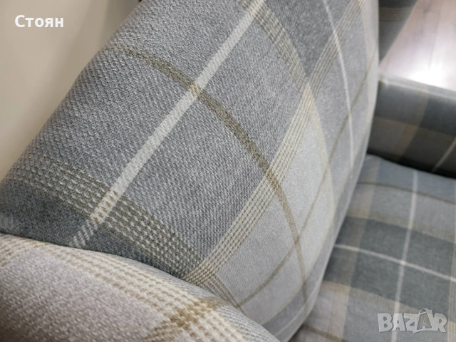 Сив фотьойл от плат с висока облегалка, снимка 6 - Дивани и мека мебел - 53802735