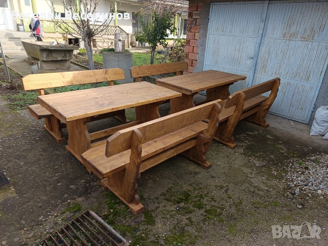 Баварски комплект маса с две пейки, снимка 17 - Маси - 24211866