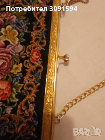 Викторианска дамска чанта с  Антична чанта Petit Point от 1900 г. Малка чанта с богато украсена злат, снимка 6 - Други ценни предмети - 44961069