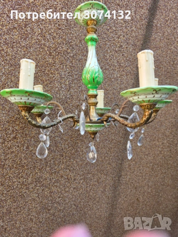 Италиански полилей от порцелан и кристал, снимка 5 - Полилеи - 53650250