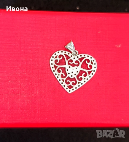 Сребърна висулка сърце, снимка 3 - Колиета, медальони, синджири - 52521733