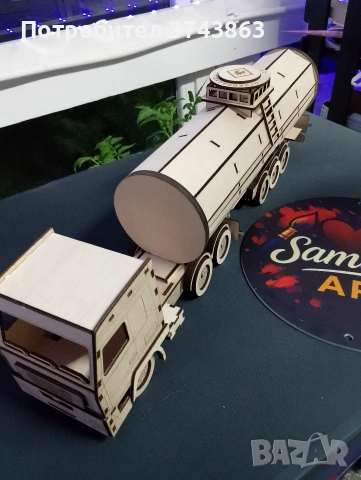 Дървен камион с място за бутилка , снимка 2 - Декорация за дома - 54162532