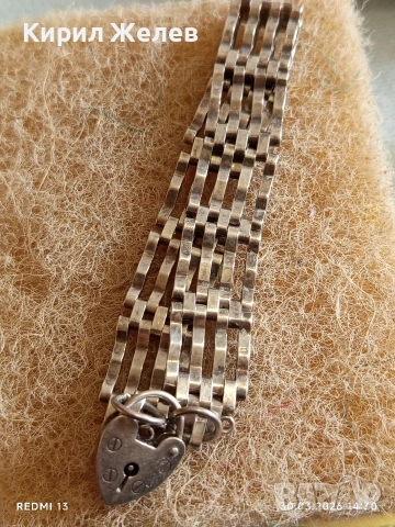 Винтидж сребърна гривна тип порта с закопчалка катинар сърце ❤️ Vonk Jewellery 53006, снимка 5 - Гривни - 54026611