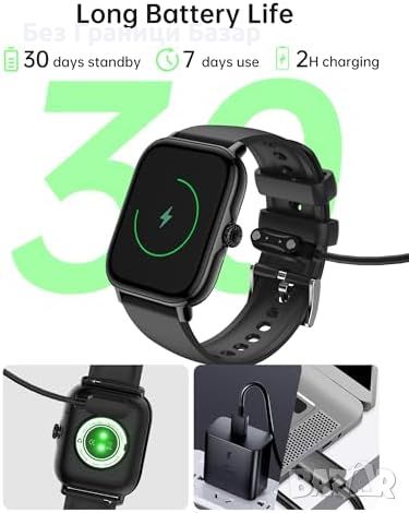 Нов Мъжки Часовник Smart Bluetooth, HD Тъчскрийн, Съвместимост iOS/Android, снимка 7 - Смарт гривни - 45367289
