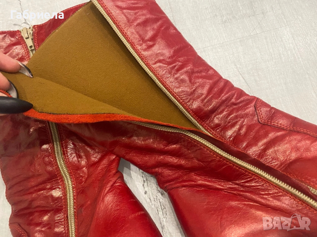 Червени елегантни ботуши на ток, снимка 3 - Дамски ботуши - 52594932