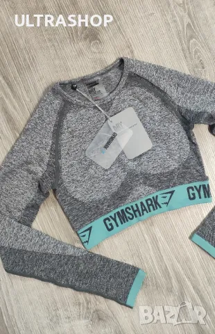 Ново XS Gymshark Дамски топ flex long sleeve crop, снимка 1 - Корсети, бюстиета, топове - 49532419