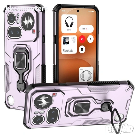 Калъф за Nothing Phone (4a) Pro с Въртящ се Пръстен - PC+TPU, 360° стойка, Магнитен, 5 цвята, снимка 5 - Калъфи, кейсове - 54250594