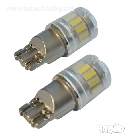 LED крушки T10 12V 5W – бели, габарит, комплект 2 бр.