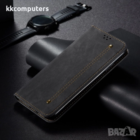 Realme Note 60 Denim Texture Wallet Кожен Калъф и Протектор