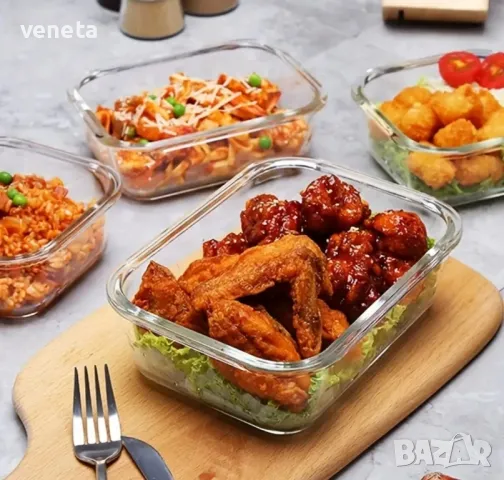 Комплект контейнери за храна от стъкло без BPA, подходящи за микровълнова и съдомиялна, снимка 3 - Кутии за храна - 49916560