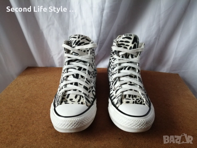 № 35 Converse оригинални дамски кецове с принт зебра, снимка 4 - Кецове - 53372272