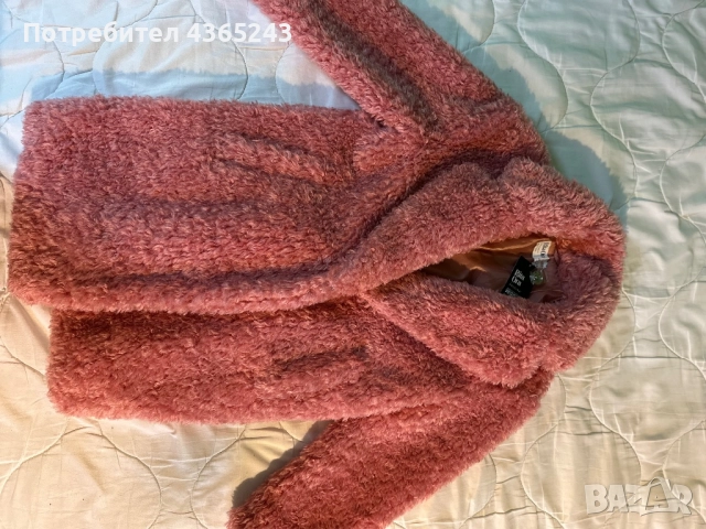 Дамско розово пухено палто НОВО С Етикет! Размер XS, снимка 8 - Палта, манта - 52576961