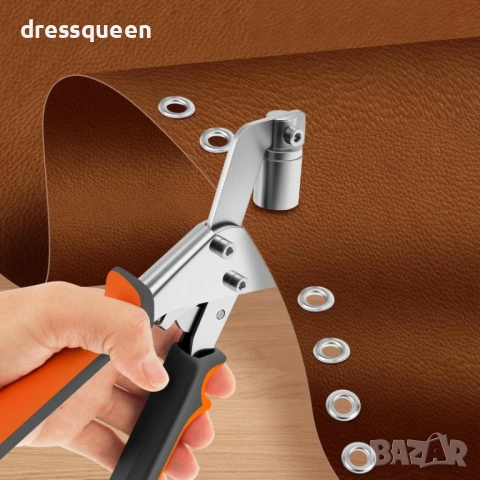 4891 Професионални клещи за капси 10мм + Комплект 200 бр. метални капси – за банери и кожа, снимка 6 - Клещи - 53624464