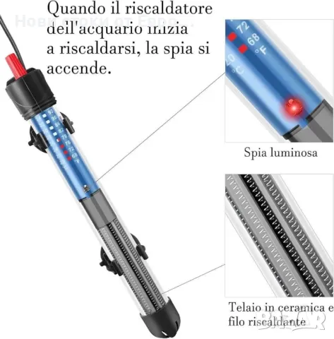 PYPABL нагревател за аквариум 25W 50W 100W 300W, потопяем стъклен нагревател за аквариуми, снимка 4 - Оборудване за аквариуми - 49444330