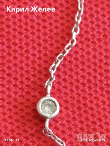 Сребърна гривна с висулка Пеперуда 🦋 с кристали елегантна финна 52412, снимка 4 - Гривни - 53070760