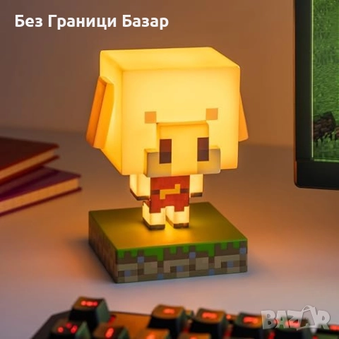 Нова Minecraft Piglin LED лампа мини фигурка за декор и гейминг стаи деца, снимка 5 - Други - 51590280