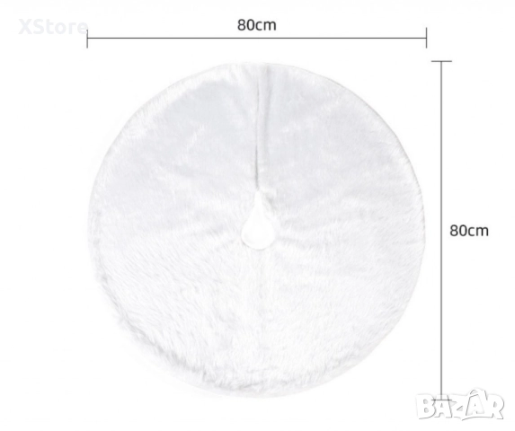 Бяла кръгла плюшена подложка за коледно дърво,елегантна украса за празничния декор., снимка 5 - Декорация за дома - 52441531