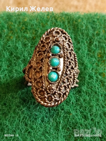 Антикварен сребърен пръстен филигранна изработка Бохо стил ювелирна изработка 27059