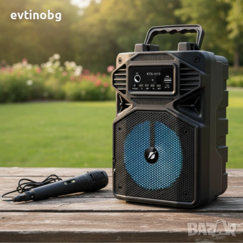 Караоке тонколона с Bluetooth KTS-1513 4“ и микрофон, снимка 4 - Караоке - 53787394