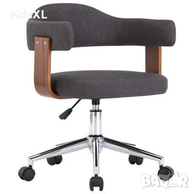 vidaXL Въртящ офис стол, сив, извито дърво и текстил*SKU:3054840