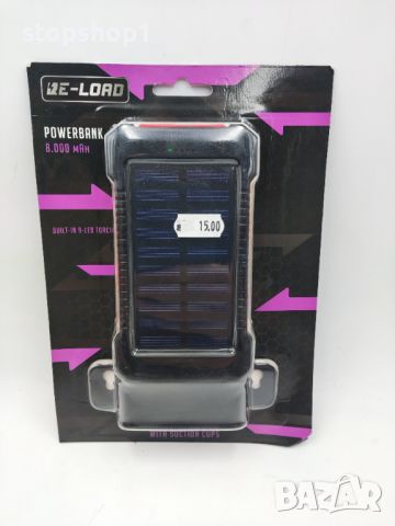 RE-LOAD 8000mAh Solar Power Bank,LED фенерче,вендузи+стойка за прозорец,iPhone,таблет,Samsung, снимка 1 - Външни батерии - 46141644