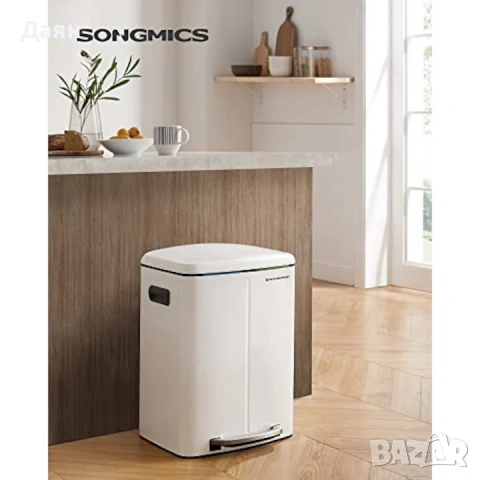 Кош за рециклиране, Songmics, 2 x 20L, бял, Soft-Close, снимка 2 - Други стоки за дома - 53271332