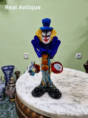 Антикварна колекционерска италианска фигура статуетка клоун Мурано , снимка 1