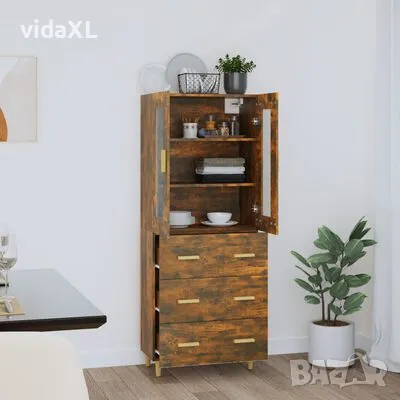 vidaXL Висок шкаф, опушен дъб, 69,5x34x180 см, инженерно дърво（SKU:3114865）, снимка 3 - Шкафове - 48777599