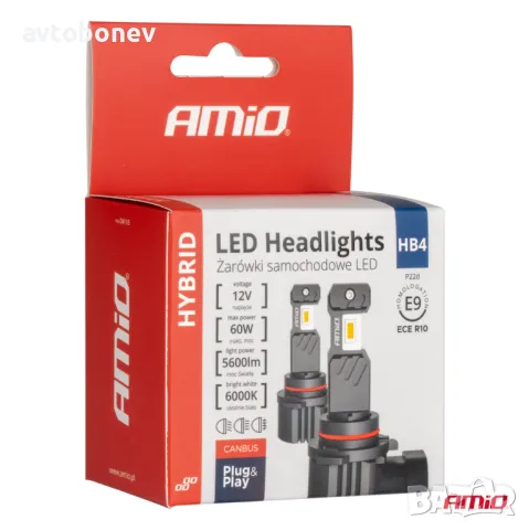 LED крушки AMIO Hybrid HB4(9006)-12V-6000K к-т/2 бр./, снимка 2 - Аксесоари и консумативи - 49501481