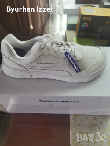 Кожени бели боси маратонки bareberics zing all white