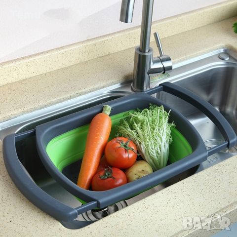 Сгъваема правоъгълна кошница за измиване и изцеждане на плодове и зеленчуци / Размери на решетъчната, снимка 7 - Аксесоари за кухня - 45798825
