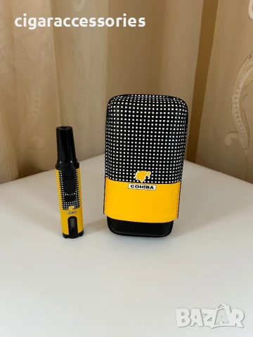 Комплект Cohiba – калъф от естествена кожа и метална запалка, снимка 2 - Запалки - 51102147