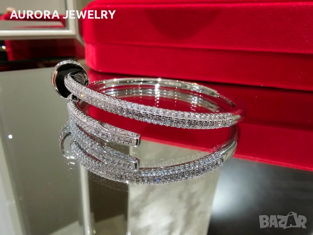 CARTIER Nail Juste un Clou Silver Large Paved Diamonds Гривна Пирон, снимка 6 - Гривни - 52843802