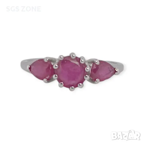 Сребърен Пръстен с Рубин, Сапфир , снимка 2 - Пръстени - 50310409