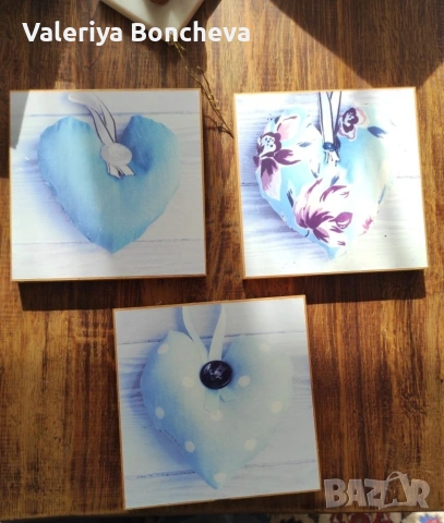 3бр малки картини със сърца, снимка 7 - Картини - 53246445