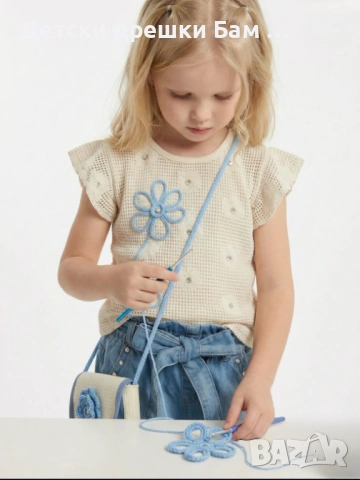 Летен комплект за момиче с дънкови панталонки и чанта с цвете, снимка 2 - Детски комплекти - 53706407
