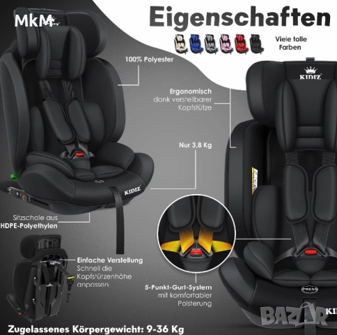 Столчето за кола KIDIZ® Sportsline което расте заедно с вашето дете , снимка 7 - Столчета за кола и колело - 53668663