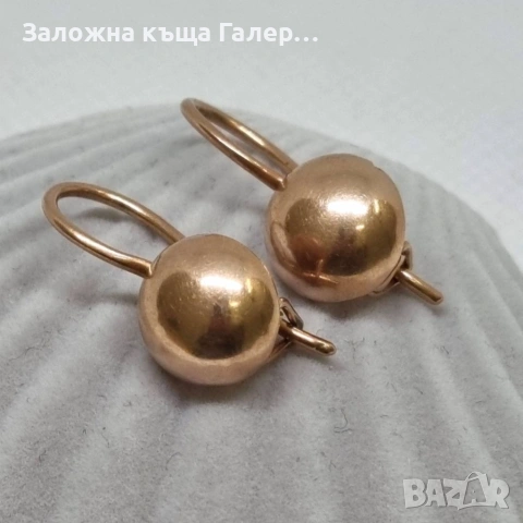 Златни обеци – съветско злато, проба 583,3,28г, снимка 3 - Обеци - 54215563