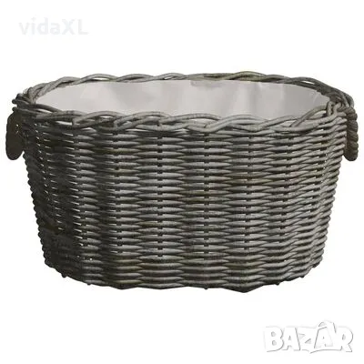 vidaXL Кошница за дърва за огрев с дръжки 59x42x28 см сива върба(SKU:286985), снимка 2 - Други - 49154376