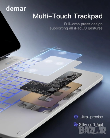 Inateck NeoMagic Магнитен калъф с клавиатура за iPad Air 13/Pro 12.9, снимка 6 - Лаптоп аксесоари - 53813205