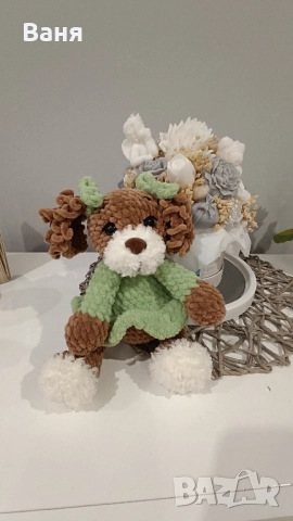 Ръчно плетено кученце, снимка 5 - Плюшени играчки - 51946319