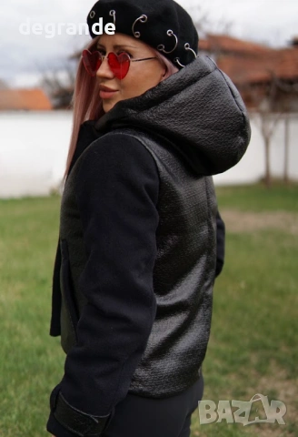 Черно дамско късо яке , снимка 3 - Якета - 53112035